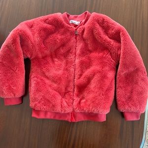 Red fur bomber jacket